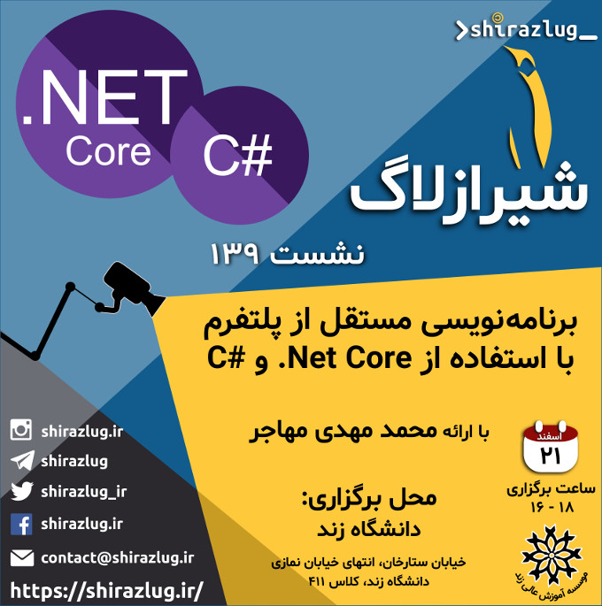 نشست ۱۳۹ شیرازلاگ - برنامه‌نویسی مستقل از پلتفرم با استفاده از C#/.NetCore